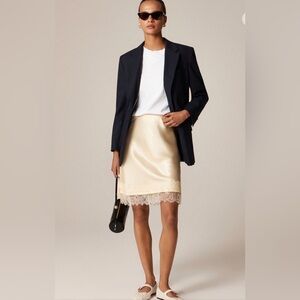 J.Crew “Gwen” Lace Trim Slip Skirt in Luster Charmeuse
